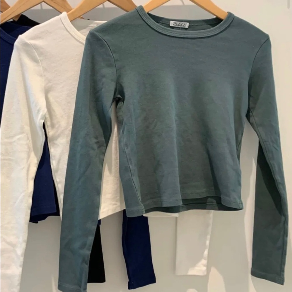 White l/s cropped rib tee ONE SIZE fits all!